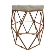 Puff Decorativo Hexagonal Aramado Cobre Suede Bege