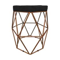Puff Decorativo Hexagonal Aramado Cobre Suede Preto