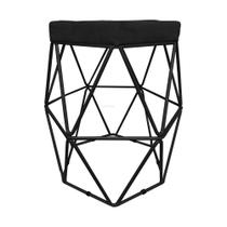 Puff Decorativo Hexagonal Aramado Preto Suede Preto