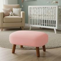 Puff Decorativo Jhessy Madeira Maciça Suede Rosa Bebê D'Rossi Puff Decorativo Jhessy Madeira Maciça Suede Rosa Bebê D'Rossi