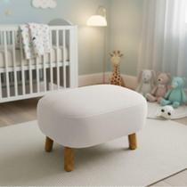 Puff Decorativo Jhessy Madeira Suede Cinza D'Rossi