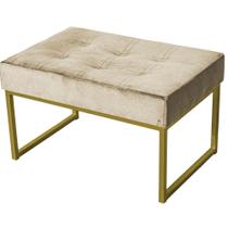 Puff Decorativo Karina Base Gold Veludo Bege - Montanaris Decor Puff Decorativo Karina Base Gold Veludo Bege - Montanaris Decor
