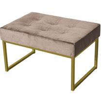 Puff Decorativo Karina Base Gold Veludo Cappuccino - Montanaris Decor