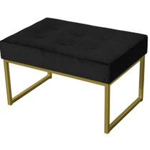 Puff Decorativo Karina Base Gold Veludo Preto - Montanaris Decor