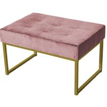 Puff Decorativo Karina Base Gold Veludo Rosê - Montanaris Decor Puff Decorativo Karina Base Gold Veludo Rosê - Montanaris Decor