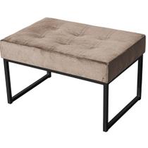 Puff Decorativo Karina Base Preta Veludo Cappuccino - Montanaris Decor