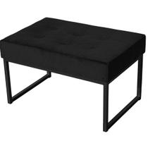 Puff Decorativo Karina Base Preta Veludo Preto - Montanaris Decor