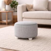 Puff Decorativo Linho Cinza Moderno Para Sala E Quarto Puff Decorativo Linho Cinza Moderno Para Sala E Quarto