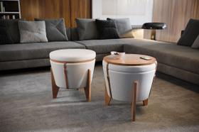 Puff Decorativo luxo Linho Claro kit