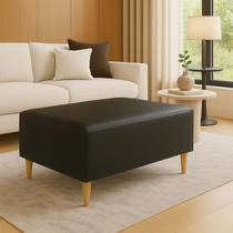 Puff Decorativo Madri Banqueta Com Pés Palito E material sintético Preto KN Móveis