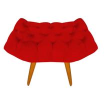 Puff Decorativo Madrid Suede Vermelho pés Palito Castanhos