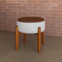 Puff Decorativo Maria Tecido Boucle Multifuncional Vira Mesinha