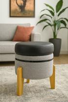 Puff Decorativo Max Luxor Black Estofado Pés de Madeira Maciça