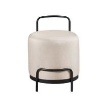 Puff Decorativo Obelix Redondo Madeira Maciça com Base em Metal MAC Interiores