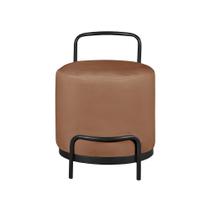 Puff Decorativo Obelix Redondo Madeira Maciça material sintético com Base em Metal MAC Interiores