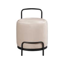 Puff Decorativo Obelix Redondo Madeira Maciça Veludo com Base em Metal MAC Interiores