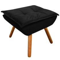 Puff Decorativo Opala Suede Preto - D'Rossi