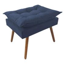 Puff Decorativo Opalla Pés Palito Suede Azul Marinho - DS Estofados