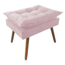 Puff Decorativo Opalla Pés Palito Suede Rosê - DS Estofados Puff Decorativo Opalla Pés Palito Suede Rosê - DS Estofados