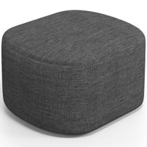 Puff Decorativo Orgânico Para Living Quarto 70cm Doha W01 Linho Cinza Escuro - Lyam Decor