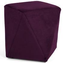 Puff Decorativo Para Sala de Estar Ametista D02 Veludo Roxo Grape C-292 - Lyam Decor