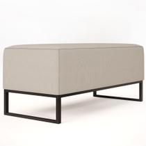 Puff Decorativo Para Sala de Estar Cléo W01 Base de Ferro 90 cm Linho Cru - Lyam Decor