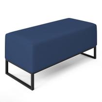 Puff Decorativo Para Sala de Estar Cléo W01 Base de Ferro 90 cm Suede Azul Marinho - Lyam Decor