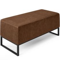 Puff Decorativo Para Sala de Estar Cléo W01 Base de Ferro 90cm material sintético Marrom - Lyam Decor