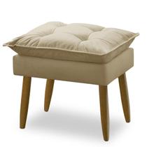 Puff Decorativo Para Sala De Estar Opala Veludo Bege