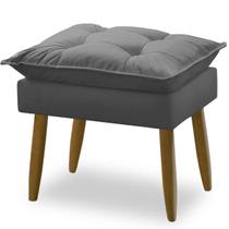 Puff Decorativo Para Sala De Estar Opala Veludo Chumbo