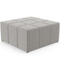 Puff Decorativo Para Sala de Estar Quadrado Milano 90x90cm W01 Bouclê Creme - Lyam Decor