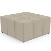 Puff Decorativo Para Sala de Estar Quadrado Milano 90x90cm W01 Linho Bege - Lyam Decor