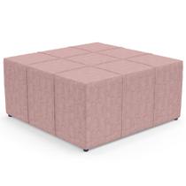 Puff Decorativo Para Sala de Estar Quadrado Milano 90x90cm W01 Linho Rosê - Lyam Decor Puff Decorativo Para Sala de Estar Quadrado Milano 90x90cm W01 Linho Rosê - Lyam Decor