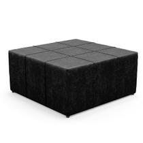 Puff Decorativo Para Sala de Estar Quadrado Milano 90x90cm W01 Material Sintético Preto - Lyam Decor Puff Decorativo Para Sala de Estar Quadrado Milano 90x90cm W01 Material Sintético Preto - Lyam Decor