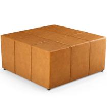 Puff Decorativo Para Sala de Estar Quadrado Milano 90x90cm W01 Sintético Whisky - Lyam Decor Puff Decorativo Para Sala de Estar Quadrado Milano 90x90cm W01 Sintético Whisky - Lyam Decor