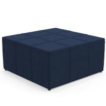 Puff Decorativo Para Sala de Estar Quadrado Milano 90x90cm W01 Suede Azul Marinho - Lyam Decor