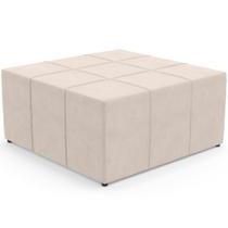 Puff Decorativo Para Sala de Estar Quadrado Milano 90x90cm W01 Suede Bege - Lyam Decor
