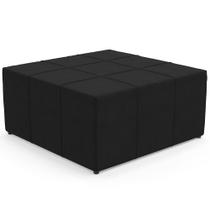 Puff Decorativo Para Sala de Estar Quadrado Milano 90x90cm W01 Suede Preto - Lyam Decor