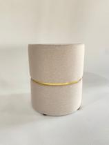 Puff decorativo para sala de estar quarto escritório com cinta - Bege Linho