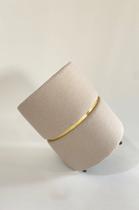 Puff decorativo para sala de estar quarto escritório com cinta - Bege Linho Puff decorativo para sala de estar quarto escritório com cinta - Bege Linho