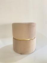 Puff decorativo para sala de estar quarto escritório com cinta - Bege Suede