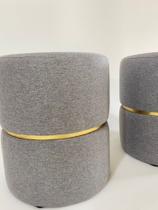 Puff decorativo para sala de estar quarto escritório com cinta - Cinza Escuro Linho