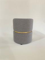 Puff decorativo para sala de estar quarto escritório com cinta - Cinza Escuro Linho