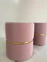 Puff decorativo para sala de estar quarto escritório com cinta - Rosa Linho