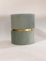 Puff decorativo para sala de estar quarto escritório com cinta - Verde Água Suede