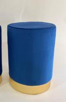 Puff decorativo para sala de estar quarto escritório com detalhes no rodapé - Azul Bic Suede Puff decorativo para sala de estar quarto escritório com detalhes no rodapé - Azul Bic Suede
