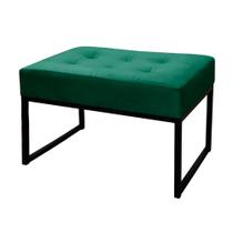 Puff Decorativo Para Sala e Quarto Paris Veludo Verde Base Preta Speciale Home