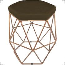 Puff Decorativo Para Sala Hexagonal Aramado Base Bronze/Dourada/Preta Suede Cores - Clique E Decore