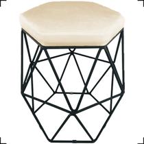 Puff Decorativo Para Sala Hexagonal Aramado Base Bronze/Dourada/Preta Suede Cores - Clique E Decore