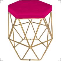 Puff Decorativo Para Sala Hexagonal Aramado Bronze/Dourada/Preta Suede Cores - Clique E Decore - Clique & Decore